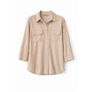 Croft & Barrow XL Tan Striped Button Up Blouse Lightweight Career Top Vacation